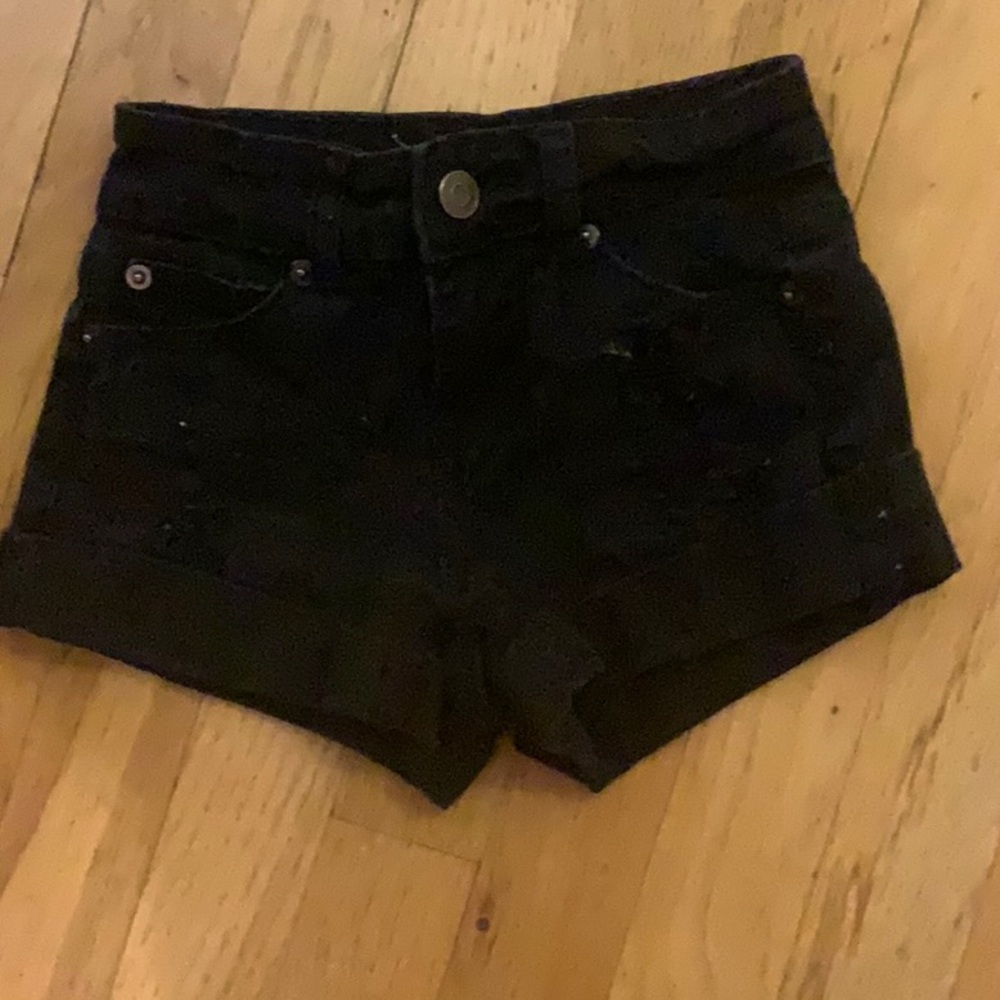 Girls Black Denim Shorts